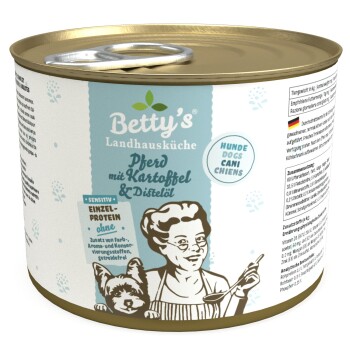 Betty’s Landhausküche Pferd & Kartoffel & Distelöl 6 x 200g für Hund
