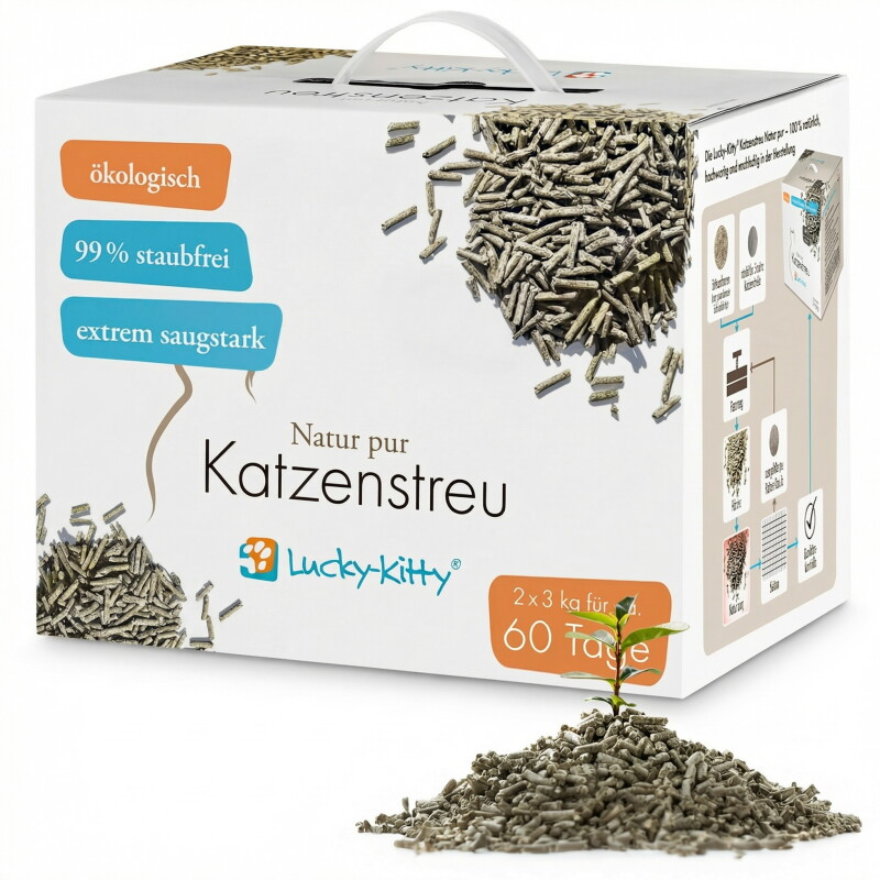 Lucky-Kitty Katzenstreu "Natur pur" Grüner Tee 6 kg