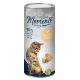 Crispy Snack Moments für Katzen, mit einer getigerten Katze, die nach Hähnchenbrust-Leckerlis greift, beschriftet mit 100% reinem Filet.