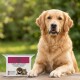 Golden retriever with face blurred beside packet of pet wipes labeled TAKE CARE and AUGEN UND OHREN PFLEGETÜCHER