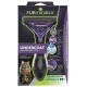 FURminator Unterfell-Entferner Werkzeugverpackung in Lila und Schwarz, das eine Katze und Vorteile für langhaarige Katzen zeigt.