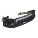 Schwarze Hüfttasche für Haustiere mit mehreren Reißverschlusstaschen und einem Karabinerclip, mit dem Logo "DOOG."