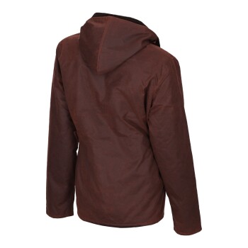 Braune Kapuzenjacke von hinten gezeigt, kein sichtbarer Text, auf transparentem Hintergrund dargestellt.