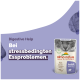 Almo Nature ganzheitliche Katzenfutter-Tüte mit der Aufschrift "Digestive Help" und einem Bild einer grauen Katze, die Linderung bei stressbedingten Essproblemen fördert.