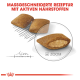 Haustierfutterstücke, die mit einer Zoom-Funktion angezeigt werden, mit dem Text "Massgeschneiderte Rezeptur mit aktiven Nährstoffen" darüber.