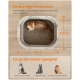 Draufsicht auf eine Katze in einer großen Katzentoilette mit den Maßen 54 cm mal 42,8 cm, geeignet für große Katzen wie Maine Coon, Ragdoll und Exotic Shorthair.