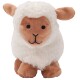 Un jouet en peluche en forme de mouton avec un corps blanc duveteux et des accents bruns sur les oreilles et les pattes, idéal pour les animaux de compagnie ou les enfants.