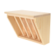 Conteneur de stockage de nourriture pour animaux en bois avec un dessus incliné et des lattes verticales pour la ventilation, idéal pour garder la nourriture pour animaux fraîche.