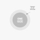 Diagramm zeigt einen grauen Kreis mit der Aufschrift „ONE SIZE“ und einer Notiz auf Deutsch „Passend für alle Fahrzeuge“ bedeutet „Passt für alle Fahrzeuge“.