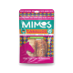 Eine bunte Haustierleckerlitasche mit der Aufschrift 'MIMOS CABALLOS', die Snacks aus Pferdetrachea enthält, als hypoallergen gekennzeichnet, mit einer Pferdesilhouette.