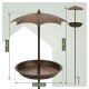 Brauner Metallvogelhäuschen mit einem Regenschirmdesign, etwa 118 cm hoch und 15 cm im Durchmesser, auf einem hellgrünen Hintergrund.