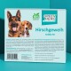GreenHero Hirschgeweih Hundekauartikel, Größe M, 100% natürlich, mit Anwendungshinweisen und Nährwertinformationen auf Deutsch.