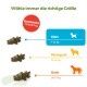 Größentabelle für Hundekauartikel; Wähle immer die richtige Größe, Empfohlen: 1 Snack/Tag; Klein 7–12 kg, Mittelgroß 12–18 kg, Groß 18–27 kg