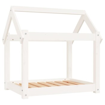Hundebett M (71x55x70 cm) aus Kiefernholz weiß