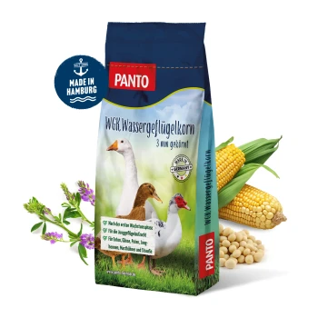 PANTO-Marke Hundefuttertasche mit "WGK Wassergeflügelkorn" mit 3 mm Pellets, geeignet für junge Enten, Gänse und Geflügel.