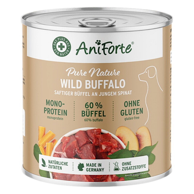 AniForte Nassfutter WildBuffalo Büffel mit Spinat 6x800 g
