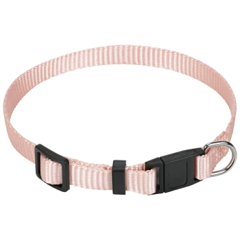 Helle rosa Haustierhalsband mit einer schwarzen Schnalle und D-Ring, entworfen für Komfort und Stil.