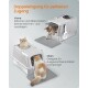 Geschlossene Katzentoilette mit doppeltem Eingang, Katzen nutzen obere und vordere Öffnung; sichtbarer Text: 'Doppeleingang für perfekten Zugang'.
