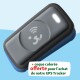 Traceur GPS pour animaux avec icône de chien et symbole de signal. Texte : "+ coque colorée offerte pour l'achat de notre GPS Tracker."