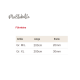 Größentabelle für Hundeleinen mit zwei Größen: M/L (200 cm Länge, 20 mm Breite) und XL (200 cm Länge, 30 mm Breite).