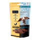 Hundeleckerli-Verpackung mit "Chewies Salametti" mit Huhn- und Lachs-Geschmack. Höhepunkte: hoher Fleischanteil, kein Zuckerzusatz, getreidefrei.
