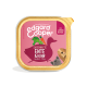 Edgard Cooper Hundefutter für Junghunde, mit Ente und Huhn sowie Brokkoli und Erbsen, in einem pinken und goldenen Behälter.