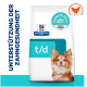 Hill's Prescription Diet t/d Hundefutterbeutel mit kleinem Hund und Text „Unterstützung der Zahngesundheit“ und „Reinigt die Zähne mit jedem Bissen“.