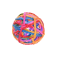 Bunte Wollkugel aus verflochtenen Strängen in Pink, Blau, Orange und Grün, ideal für die Spielzeit mit Haustieren.