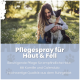 Eine Sprühflasche mit der Aufschrift "ALPHAZOO Beauty Brandlöscher" zur schnellen Linderung von Juckreiz und Pilzproblemen, mit Kamille und Ringelblume.