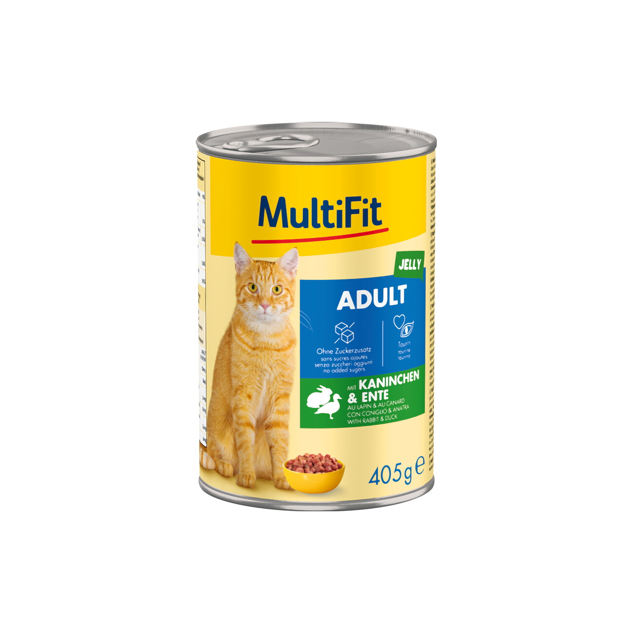MultiFit Nassfutter Katze Adult, in Gelee, Kaninchen und Ente 6x405 g