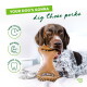 Brown bone-shaped dog chew toy with a green and white "Stay Playful" label highlighting its bacon flavor and the Benebone Promise.