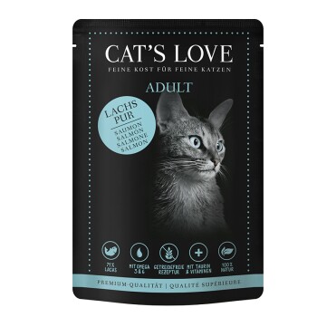 CAT'S LOVE Nassfutter Katze Adult in Gelee Classic Lachs pur mit Distelöl & Petersilie 12x85 g