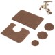Braunes Haustiermatten-Set, bestehend aus zwei rechteckigen Matten und vier runden Pads, entworfen für Katzenmöbel.