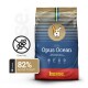 Hundefuttertüte mit der Aufschrift "Opus Ocean" von Husse, mit einem symbol für getreidefrei, 82% tierisches Protein und Ansprüchen an hohen Protein- und Fettgehalt.