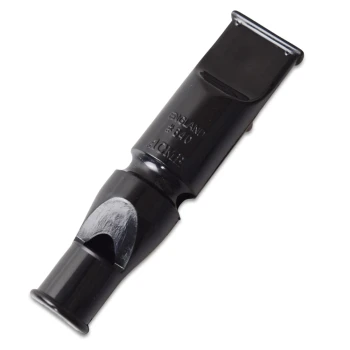 Schwarze Kunststoff-Hundetrainingspfeife mit der Gravur "ENGLAND #640 ACME" an der Seite.