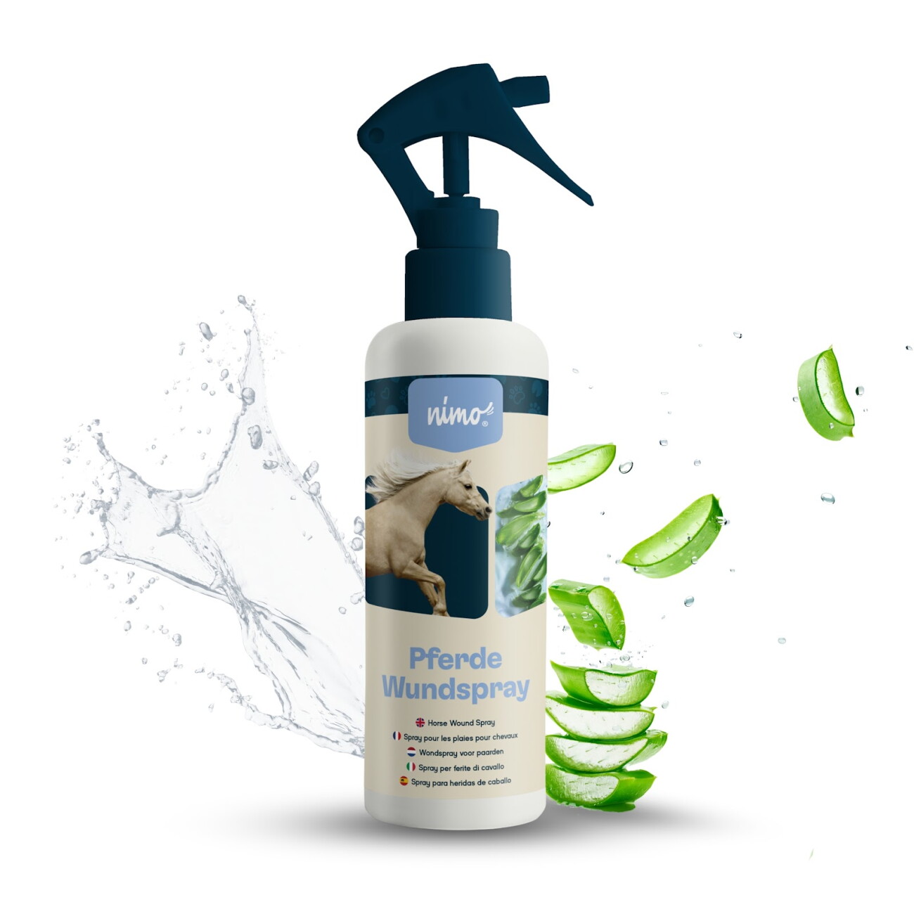 Nimo Weiß Pferde Wundspray - Mit Aloe Vera & Panthenol Zur Wundpflege & -Heilung - 0.25 L - Bild 2
