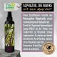 Schwarze Sprühflasche mit der Aufschrift "ALPHAZOO, DIE MARKE mit dem Mehrwert", hergestellt aus erneuerbarem Zuckerrohr-Bioplastik, mit einem grünen "Ich bin grünes Plastik"-Tag.