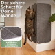 Getigerte auf grauen Wand-Kratzpads; sichtbarer Text: Der sichere Schutz für Deine Wände; Anti-Rutsch-Rückseite schont die Wand.