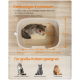 Draufsicht auf eine geräumige Katzentoilette mit Katze darin, Maße in cm, geeignet für große Katzen bis 15 kg.