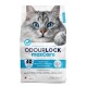Ein Sack ODOURLOCK maxCare Katzenstreu mit einer grauen Katze. Höhepunkte sind "40 TAGE," "Überwachung von Gesundheitsproblemen," geruchlos und 5-in-1 Vorteile.