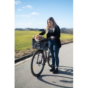 Pet Fahrradtasche Vacation für kleine Hunde, Grau/Blau