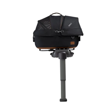 Schwarze Haustiertrage mit einem Netzoberteil, verstellbaren Riemen und einem stabilen Boden, entworfen für Komfort und Bequemlichkeit.