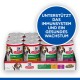 Präsentationsbox mit Dosen von Hill's Science Plan Welpenfutter, mit Huhn- und Rindfleischgeschmack, gekennzeichnet für Immununterstützung und gesundes Wachstum.