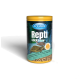 Behälter mit Aquaris Repti Sticks, einem Hauptfutter für Schildkröten und Eidechsen, mit Bildern einer Schildkröte und einer Eidechse.