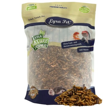 Lyra Pet Nature Power getrocknete Mehlwürmer für kleine Haustiere und Fische, 100 % natürlich, hoher Proteingehalt, keine Konservierungsstoffe.
