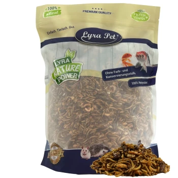 Lyra Pet Nature Power getrocknete Mehlwürmer für kleine Haustiere und Fische, 100 % natürlich, hoher Proteingehalt, keine Konservierungsstoffe.