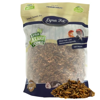 Lyra Pet Nature Power getrocknete Mehlwürmer für kleine Haustiere und Fische, 100 % natürlich, hoher Proteingehalt, keine Konservierungsstoffe.