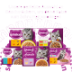 Lila Whiskas Katzenfutter-Boxen mit Katzen und deutscher Überschrift 'Unsere perfekte Auswahl an Geschmäckern...'.