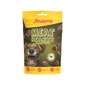Josera Meat Hearts weiche Trainingssnacks für Hunde, getreide- und zuckerfrei, Truthahngeschmack, perfekt zum Training.