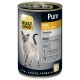 Dosenkatzenfutter von Select Gold, mit einer hellen Katze mit blauen Augen. Das Etikett besagt "Pure Goose", 72% Fleischgehalt, getreidefreie Formel.